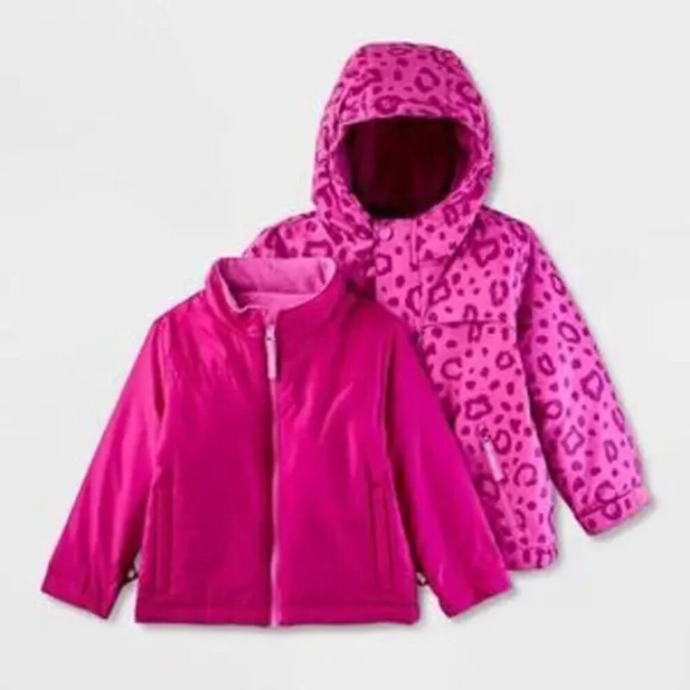Toddler 3-in-1 Snowplay Jacket Magenta Animal Print - Cat & Jack 12 Months